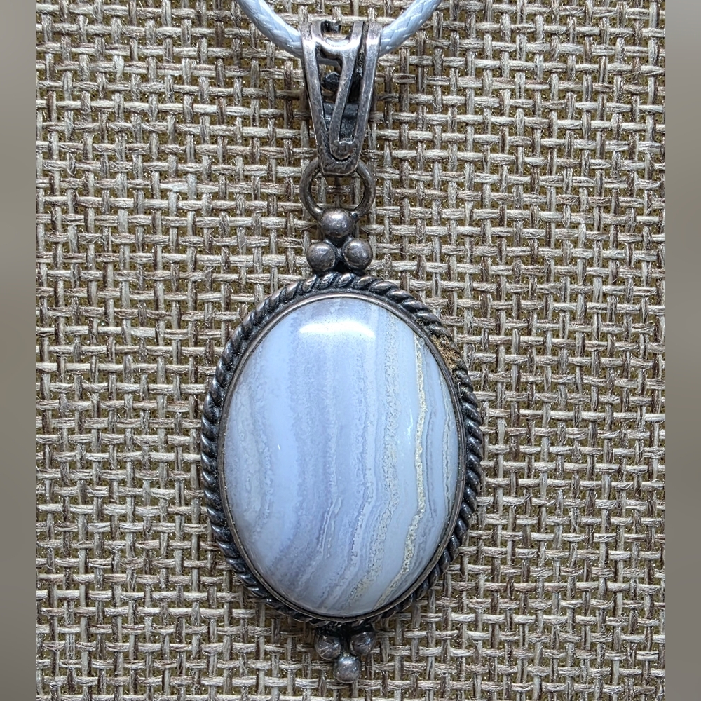 BLUE LACE AGATE 925 Sterling Pendant $ Shube Dakota West Co. Vintage
